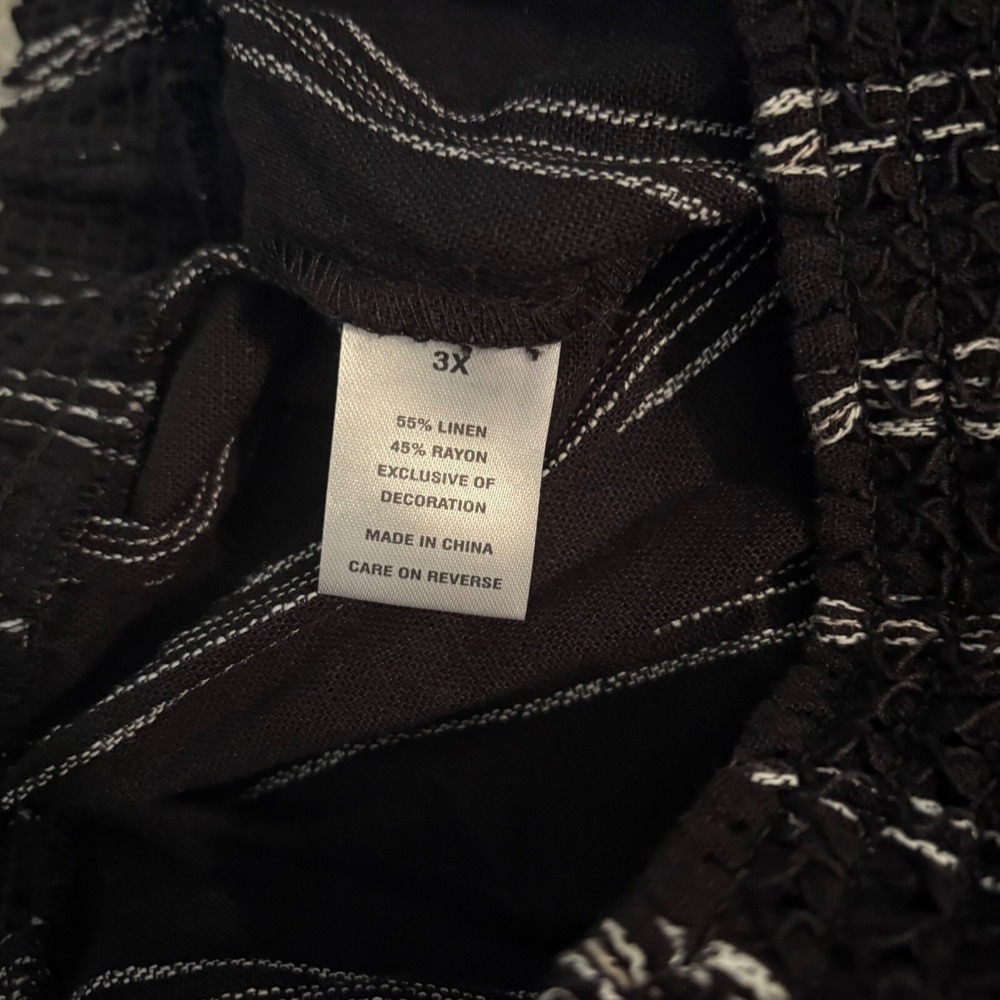 Napa Valley Black White Striped Linen Shorts w/ Elastic Waistband (Women‎ 3XL) - Picture 6 of 6